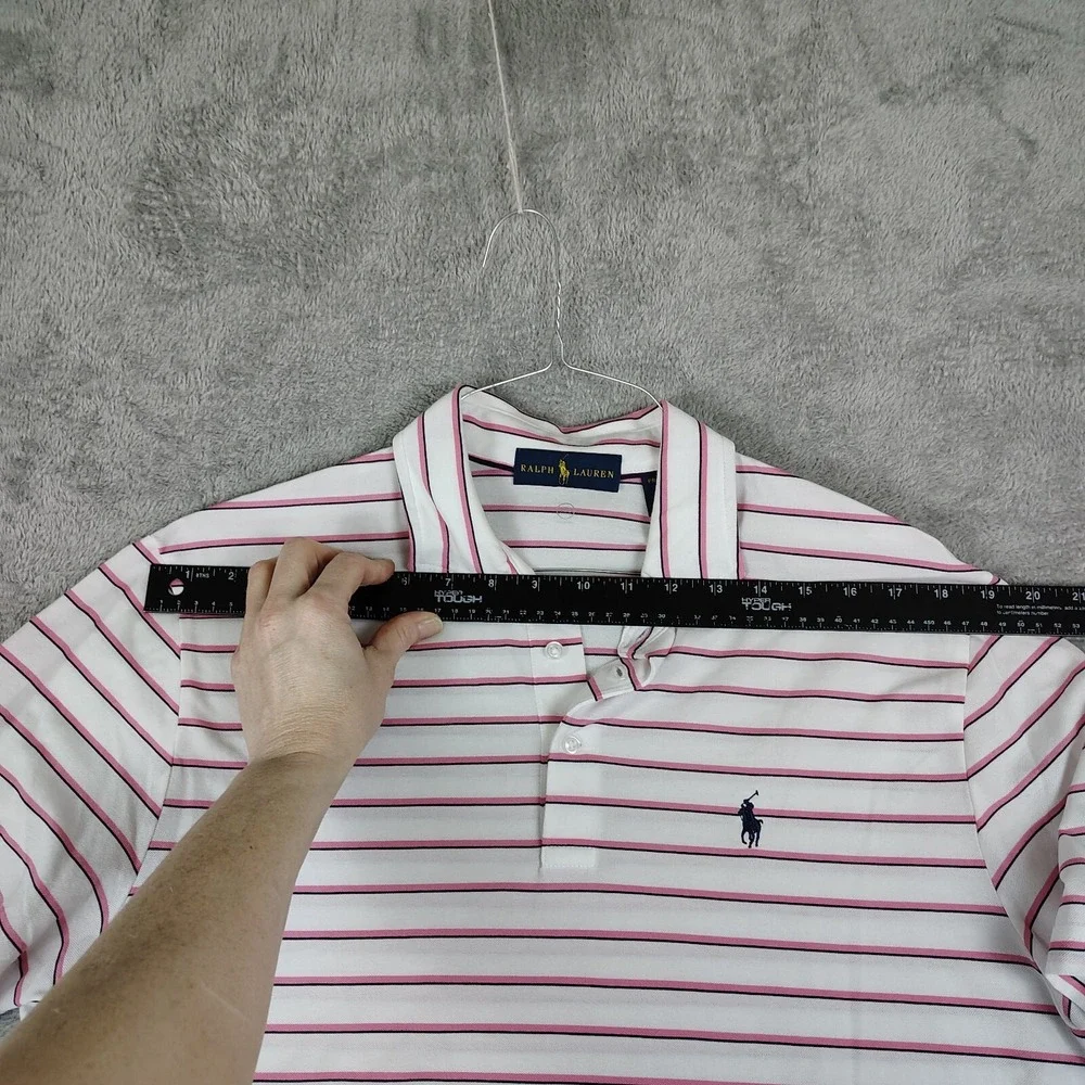 Polo‎ Ralph Lauren Shirt Short Sleeve  Pro-fit JR. Classic AJGA Sz L Pink Stripe
